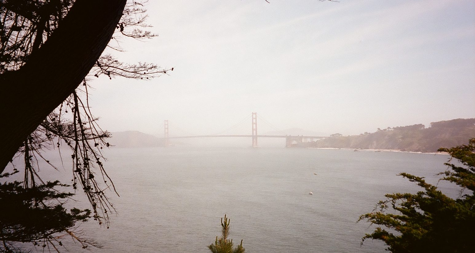 Photo of the Golden Gate Bridge in San Francisco, California in foggy weather